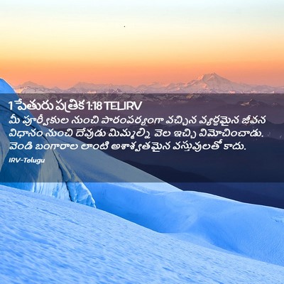 Picture 02 - 1 పేతురు పత్రిక 1:18 TELIRV - మీ పూర్వీకుల - Bible Verse Picture