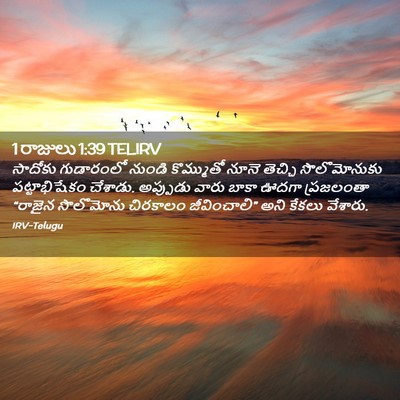 Picture 02 - 1 రాజులు 1:39 TELIRV - సాదోకు గుడారంలో - Bible Verse Picture