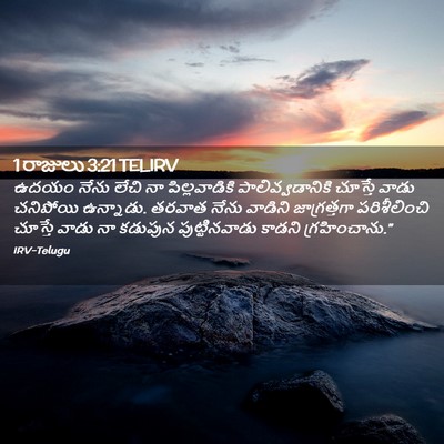 Picture 02 - 1 రాజులు 3:21 TELIRV - ఉదయం నేను లేచి నా - Bible Verse Picture