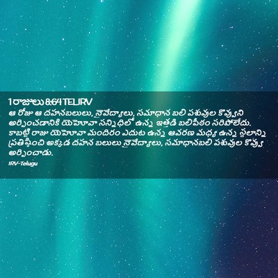 Picture 02 - 1 రాజులు 8:64 TELIRV - ఆ రోజు ఆ దహనబలులు, - Bible Verse Picture