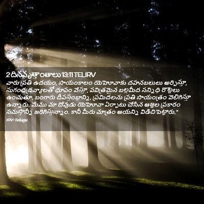 Picture 02 - 2 దినవృత్తాంతాలు 13:11 TELIRV - వారు ప్రతి ఉదయం, - Bible Verse Picture