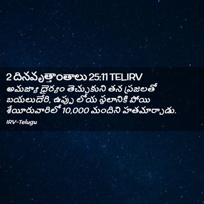 Picture 02 - 2 దినవృత్తాంతాలు 25:11 TELIRV - అమజ్యా ధైర్యం - Bible Verse Picture