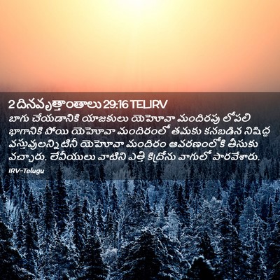 Picture 02 - 2 దినవృత్తాంతాలు 29:16 TELIRV - బాగు చేయడానికి - Bible Verse Picture