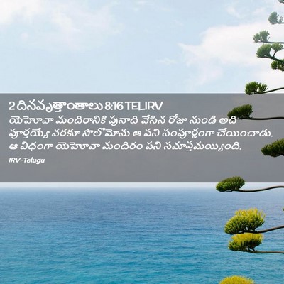 Picture 02 - 2 దినవృత్తాంతాలు 8:16 TELIRV - యెహోవా మందిరానికి - Bible Verse Picture