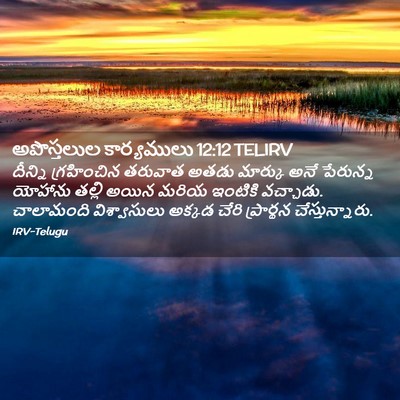 Picture 02 - అపొస్తలుల కార్యములు 12:12 TELIRV - దీన్ని గ్రహించిన - Bible Verse Picture