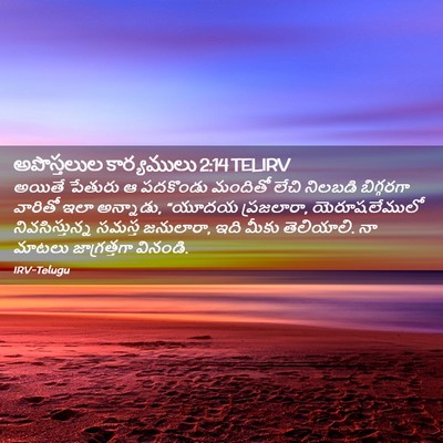 Picture 02 - అపొస్తలుల కార్యములు 2:14 TELIRV - అయితే పేతురు ఆ - Bible Verse Picture