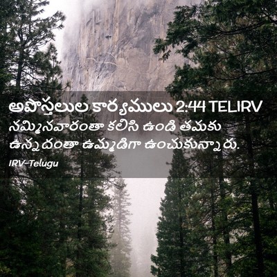 Picture 02 - అపొస్తలుల కార్యములు 2:44 TELIRV - నమ్మినవారంతా - Bible Verse Picture
