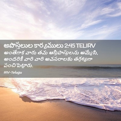 Picture 02 - అపొస్తలుల కార్యములు 2:45 TELIRV - అంతేగాక వారు తమ - Bible Verse Picture