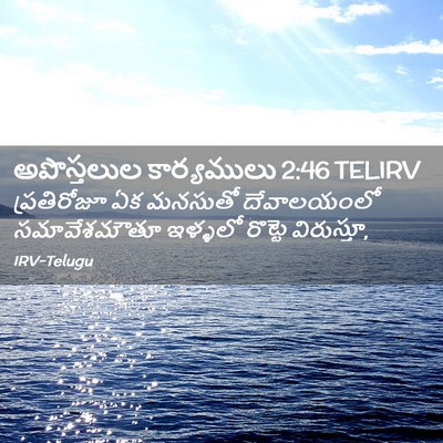 Picture 02 - అపొస్తలుల కార్యములు 2:46 TELIRV - ప్రతిరోజూ ఏక - Bible Verse Picture