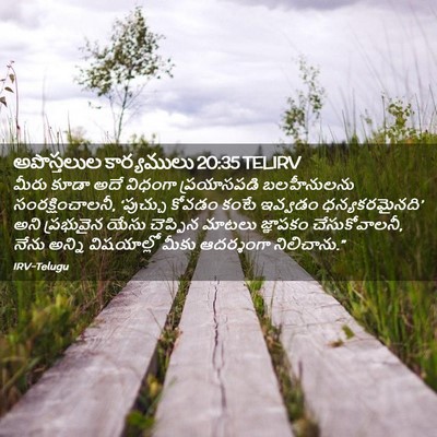 Picture 02 - అపొస్తలుల కార్యములు 20:35 TELIRV - మీరు కూడా అదే - Bible Verse Picture