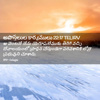 Picture 02 - అపొస్తలుల కార్యములు 22:17 TELIRV - ఆ వెంటనే నేను - Bible Verse Picture