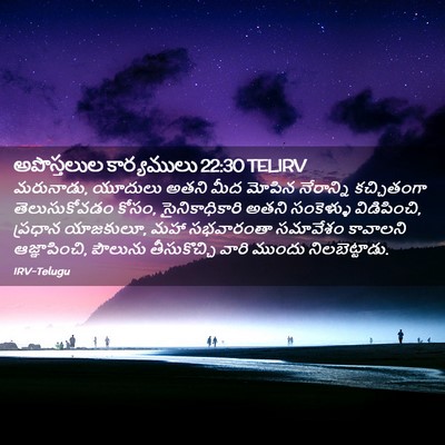 Picture 02 - అపొస్తలుల కార్యములు 22:30 TELIRV - మరునాడు, యూదులు - Bible Verse Picture