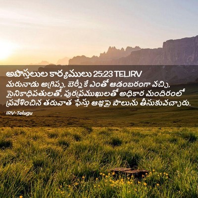 Picture 02 - అపొస్తలుల కార్యములు 25:23 TELIRV - మరునాడు అగ్రిప్ప, - Bible Verse Picture