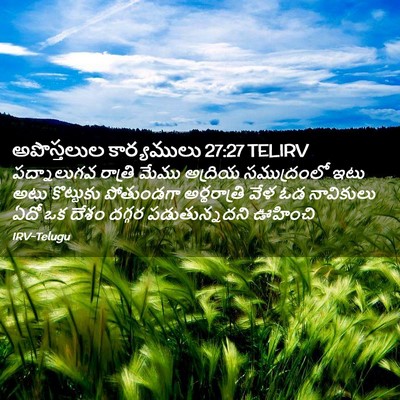 Picture 02 - అపొస్తలుల కార్యములు 27:27 TELIRV - పద్నాలుగవ రాత్రి - Bible Verse Picture