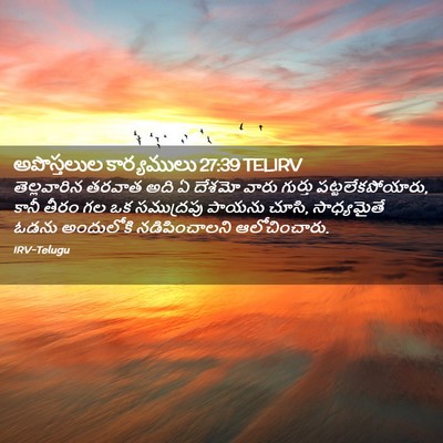 Picture 02 - అపొస్తలుల కార్యములు 27:39 TELIRV - తెల్లవారిన తరవాత - Bible Verse Picture