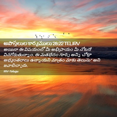Picture 02 - అపొస్తలుల కార్యములు 28:22 TELIRV - అయినా ఈ విషయంలో మీ - Bible Verse Picture
