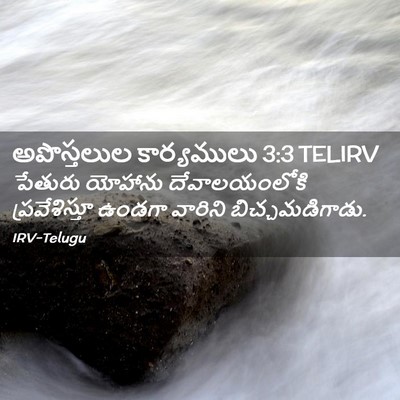 Picture 02 - అపొస్తలుల కార్యములు 3:3 TELIRV - పేతురు యోహాను - Bible Verse Picture