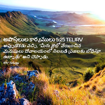 Picture 02 - అపొస్తలుల కార్యములు 5:25 TELIRV - అప్పుడొకడు వచ్చి, - Bible Verse Picture