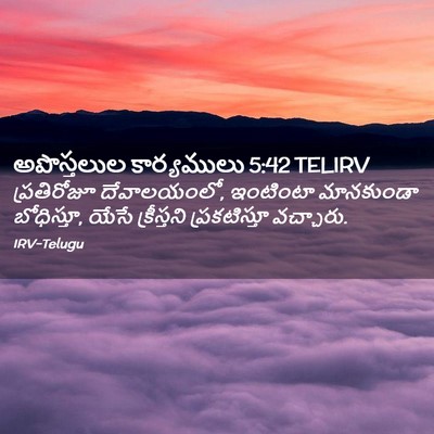 Picture 02 - అపొస్తలుల కార్యములు 5:42 TELIRV - ప్రతిరోజూ - Bible Verse Picture