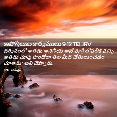 Picture 02 - అపొస్తలుల కార్యములు 9:12 TELIRV - దర్శనంలో అతడు - Bible Verse Picture