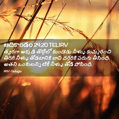 Picture 02 - ఆదికాండం 24:20 TELIRV - త్వరగా అక్కడి - Bible Verse Picture