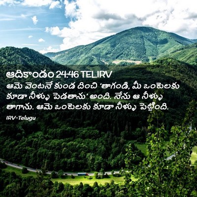 Picture 02 - ఆదికాండం 24:46 TELIRV - ఆమె వెంటనే కుండ - Bible Verse Picture