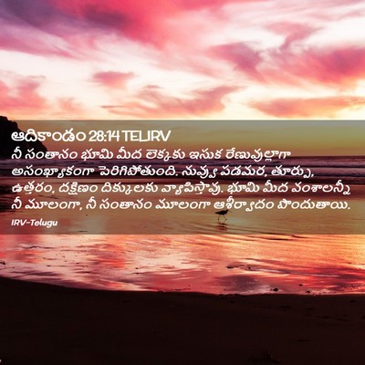 Picture 02 - ఆదికాండం 28:14 TELIRV - నీ సంతానం భూమి మీద - Bible Verse Picture