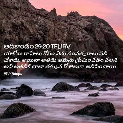 Picture 02 - ఆదికాండం 29:20 TELIRV - యాకోబు రాహేలు - Bible Verse Picture