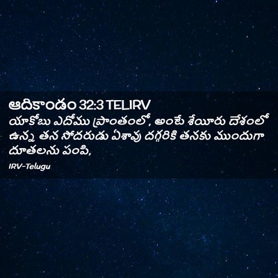 Picture 02 - ఆదికాండం 32:3 TELIRV - యాకోబు ఎదోము - Bible Verse Picture