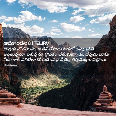 Picture 02 - ఆదికాండం 8:1 TELIRV - దేవుడు నోవహును, - Bible Verse Picture