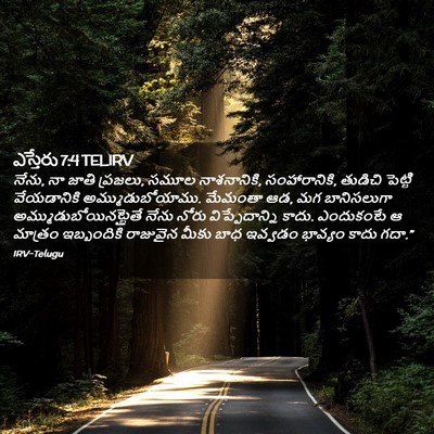 Picture 02 - ఎస్తేరు 7:4 TELIRV - నేను, నా జాతి - Bible Verse Picture