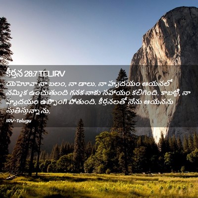 Picture 02 - కీర్తన 28:7 TELIRV - యెహోవా నా బలం, నా - Bible Verse Picture