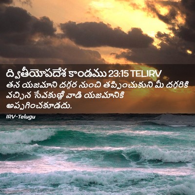 Picture 02 - ద్వితీయోపదేశ కాండము 23:15 TELIRV - తన యజమాని దగ్గర - Bible Verse Picture