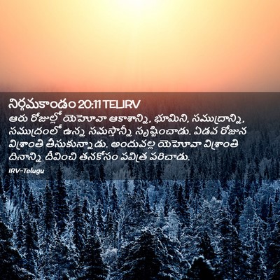 Picture 02 - నిర్గమకాండం 20:11 TELIRV - ఆరు రోజుల్లో - Bible Verse Picture