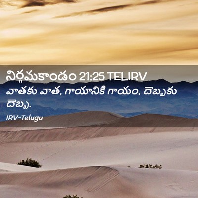 Picture 02 - నిర్గమకాండం 21:25 TELIRV - వాతకు వాత, - Bible Verse Picture