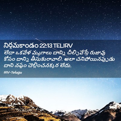 Picture 02 - నిర్గమకాండం 22:13 TELIRV - లేదా ఒకవేళ మృగాలు - Bible Verse Picture
