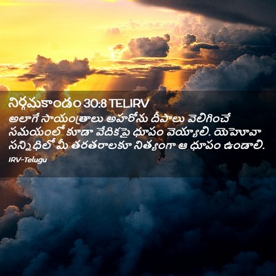 Picture 02 - నిర్గమకాండం 30:8 TELIRV - అలాగే సాయంత్రాలు - Bible Verse Picture