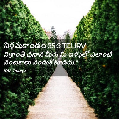 Picture 02 - నిర్గమకాండం 35:3 TELIRV - విశ్రాంతి దినాన - Bible Verse Picture