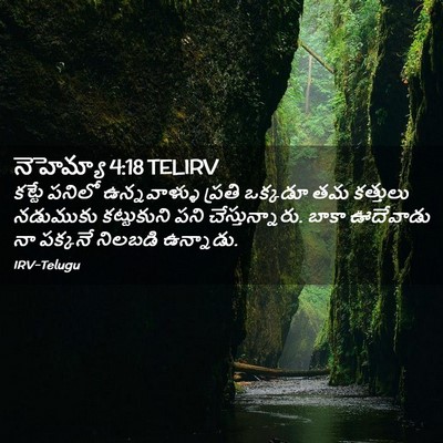 Picture 02 - నెహెమ్యా 4:18 TELIRV - కట్టే పనిలో - Bible Verse Picture