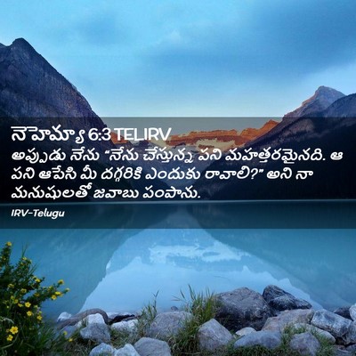 Picture 02 - నెహెమ్యా 6:3 TELIRV - అప్పుడు నేను - Bible Verse Picture