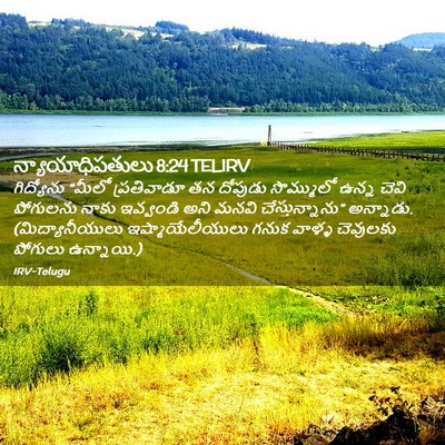 Picture 02 - న్యాయాధిపతులు 8:24 TELIRV - గిద్యోను “మీలో - Bible Verse Picture