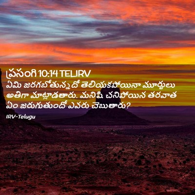 Picture 02 - ప్రసంగి 10:14 TELIRV - ఏమి జరగబోతున్నదో - Bible Verse Picture