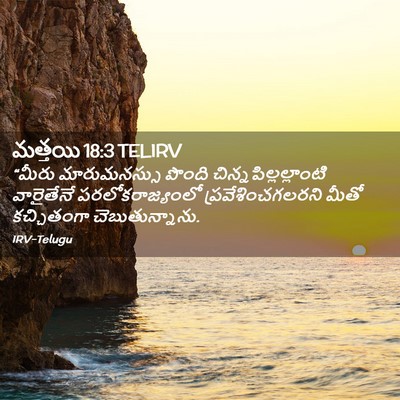 Picture 02 - మత్తయి 18:3 TELIRV - “మీరు మారుమనస్సు - Bible Verse Picture