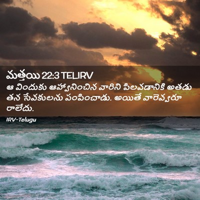 Picture 02 - మత్తయి 22:3 TELIRV - ఆ విందుకు - Bible Verse Picture