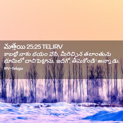 Picture 02 - మత్తయి 25:25 TELIRV - కాబట్టి నాకు భయం - Bible Verse Picture