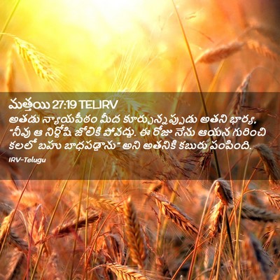 Picture 02 - మత్తయి 27:19 TELIRV - అతడు న్యాయపీఠం - Bible Verse Picture