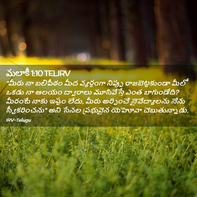 Picture 02 - మలాకీ 1:10 TELIRV - “మీరు నా బలిపీఠం - Bible Verse Picture