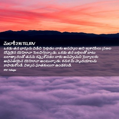 Picture 02 - మలాకీ 2:16 TELIRV - ఒకడు తన భార్యను - Bible Verse Picture