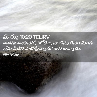 Picture 02 - మార్కు 10:20 TELIRV - అతడు ఆయనతో, “బోధకా, - Bible Verse Picture