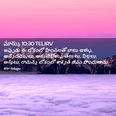 Picture 02 - మార్కు 10:30 TELIRV - ఇప్పుడు ఈ లోకంలో - Bible Verse Picture